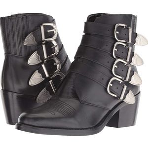 Tony Bianco Leather Buckle Ankle Boots